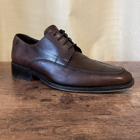 Taryn Rose Mens Oxford Dress Shoes Sz 9 C Brown Leather Split Moc Toe Italy Made main image 6